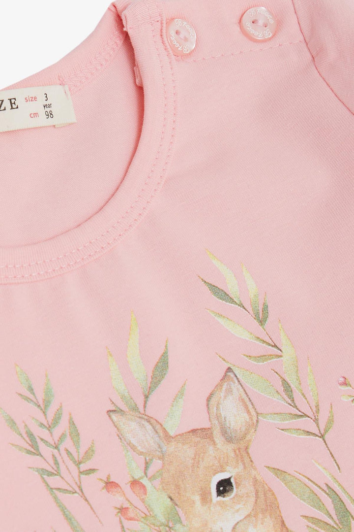 BRE Breeze Girl Child Long Sleeve Dress Flower Pattern Cute Fawn Printed 1.5-5 Years, Pink - Narón