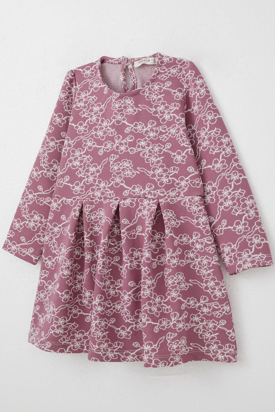 BRE Breeze Girl Child Long Sleeve Dress with Flower Pattern 1.5-5 Years, Rose Pink - Woodbridge