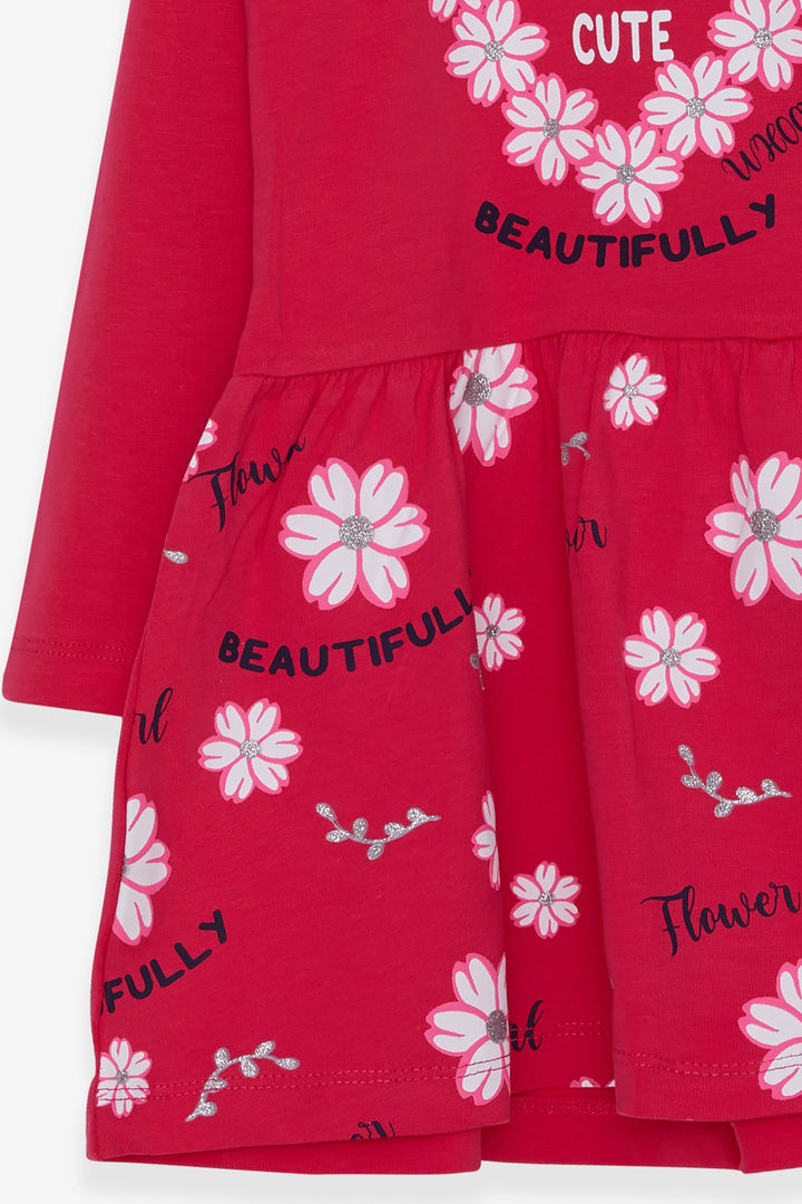 BRE Breeze Girl Child Long Sleeve Dress Floral Printed Patterned 3-7 Years, Pink - Augsburg