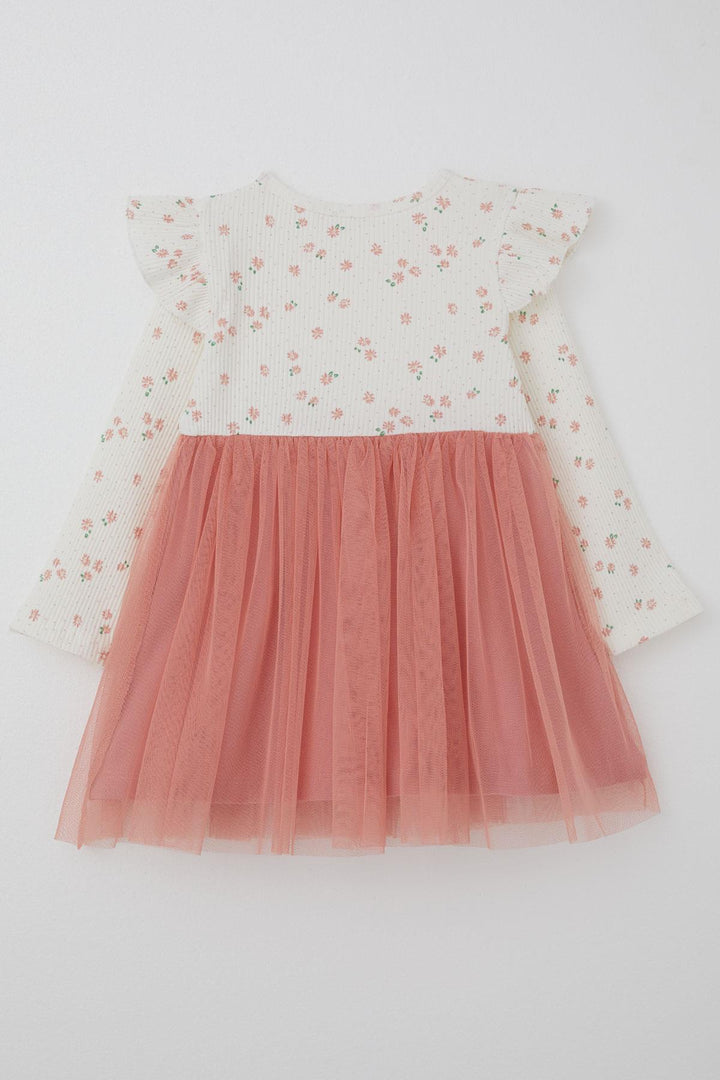 BRE Breeze Girl Child Long Sleeve Dress with Floral Bow Tulle 1.5-5 Years, Ecru - Como