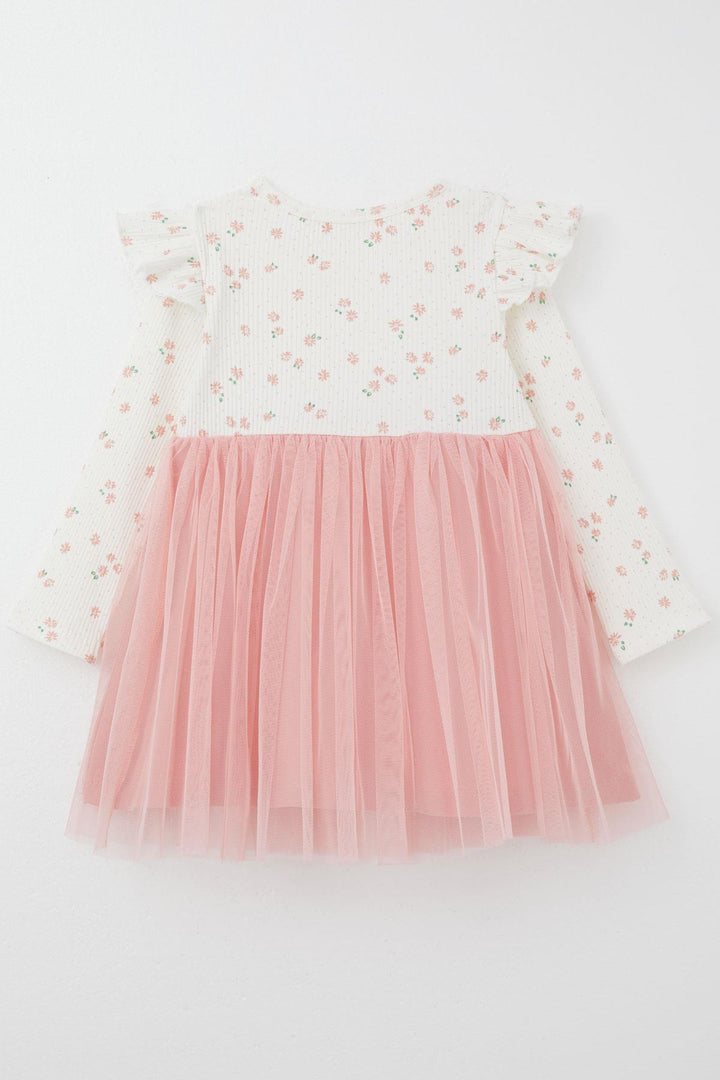 BRE Breeze Girl Child Long Sleeve Dress with Floral Bow Tulle 1.5-5 Years, Ecru - Capelle aan den IJssel