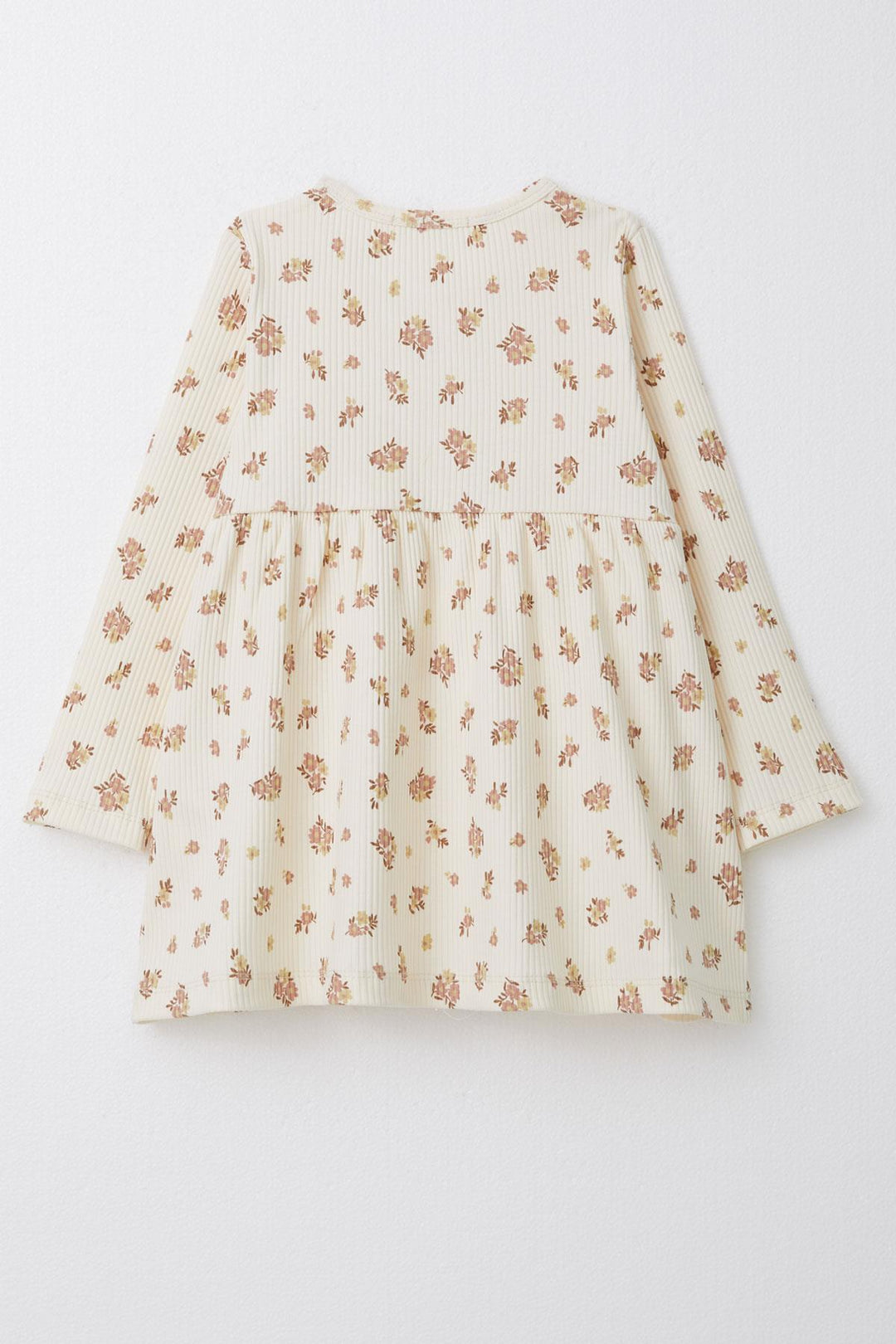 BRE Breeze Girl Child Long Sleeve Dress with Floral Button 1.5-5 Years, Cream - Fresnillo