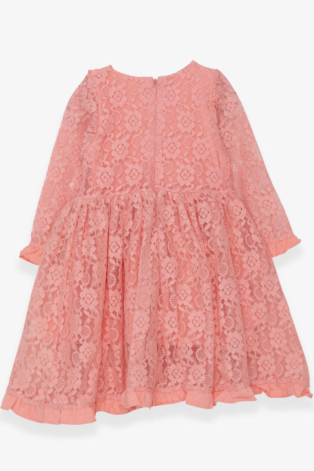 BRE Breeze Girl Child Long Sleeve Dress with Lace Bow 2-6 Years, Salmon - Siegburg