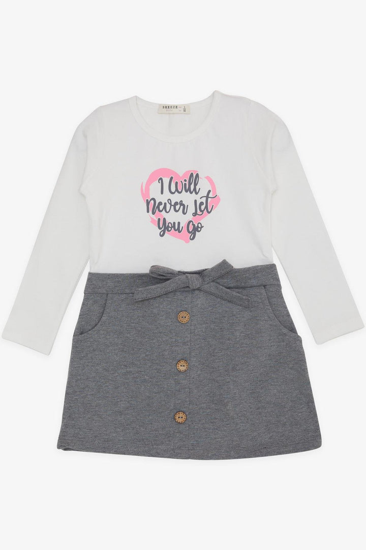 BRE Breeze Girl Child Long Sleeve Dress with Button Accessory Bow 3-8 Years, White - Châteauroux