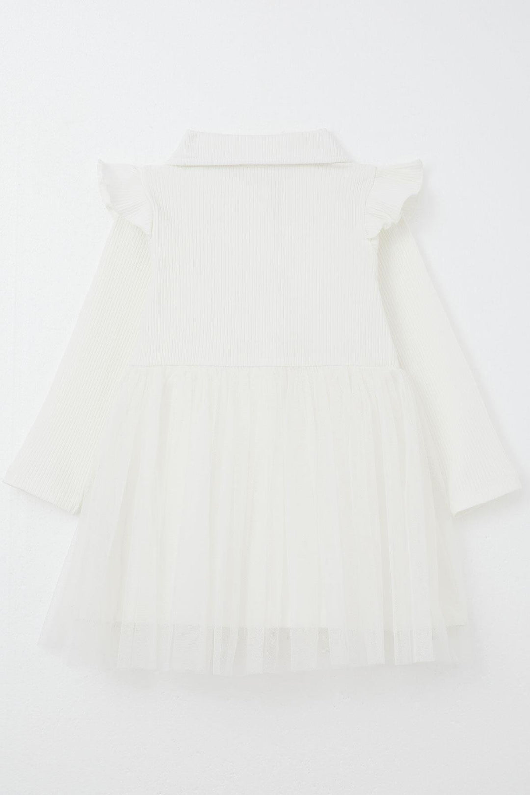 BRE Breeze Girl Child Long Sleeve Dress with Buttons and Bow 3-8 Years, Ecru - Port Coquitlam