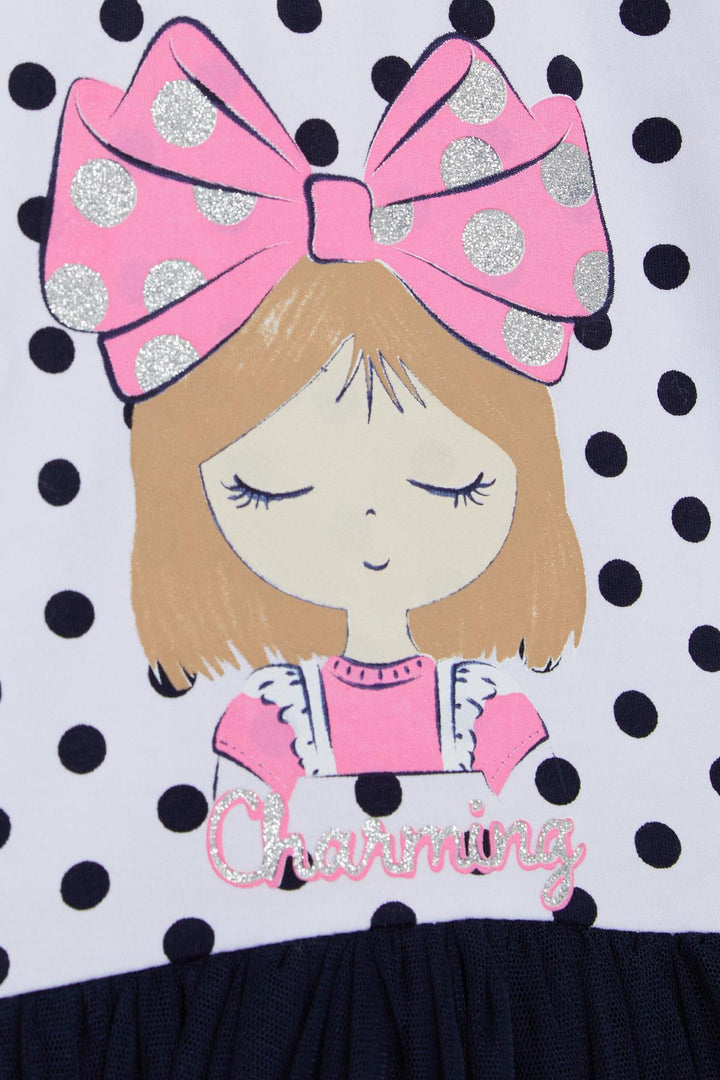 BRE Breeze Girl Child Long Sleeve Dress Thoughtful Girl Printed Polka Dot 2-6 Years, White - Watsonville