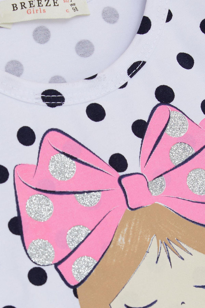 BRE Breeze Girl Child Long Sleeve Dress Thoughtful Girl Printed Polka Dot 2-6 Years, White - Watsonville