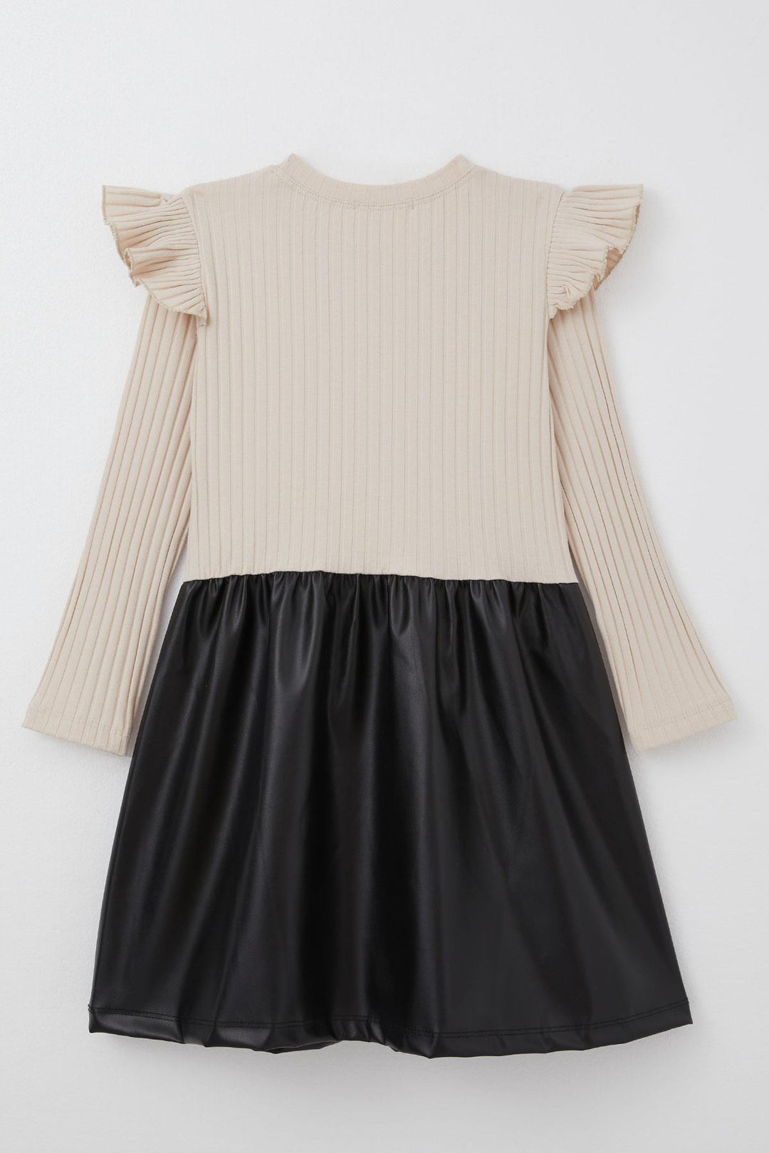 BRE Breeze Girl Child Long Sleeve Dress Skirt Leather Shoulder Ruffled Bow 50 Years, Beige - Bayreuth