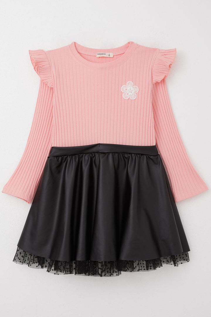 BRE Breeze Girl Child Long Sleeve Dress Skirt Part Leather Flower Accessorized 50 Years, Pink - South Hill