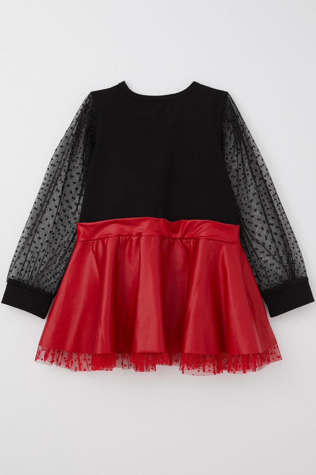 BRE Breeze Girl Child Long Sleeve Dress Skirt Part Leather Sleeves Tulle Detailed 3-8 Years, Black - Wyoming
