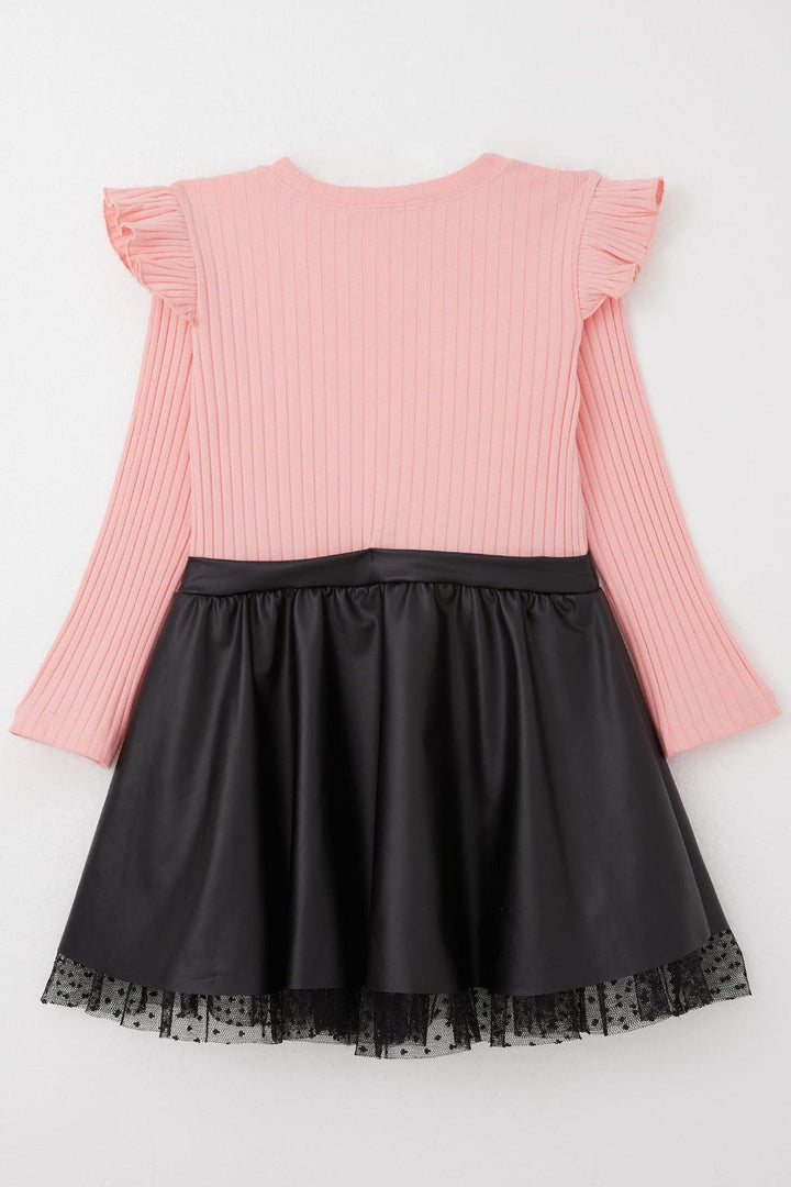 BRE Breeze Girl Child Long Sleeve Dress Skirt Part Leather Flower Accessorized 50 Years, Pink - South Hill
