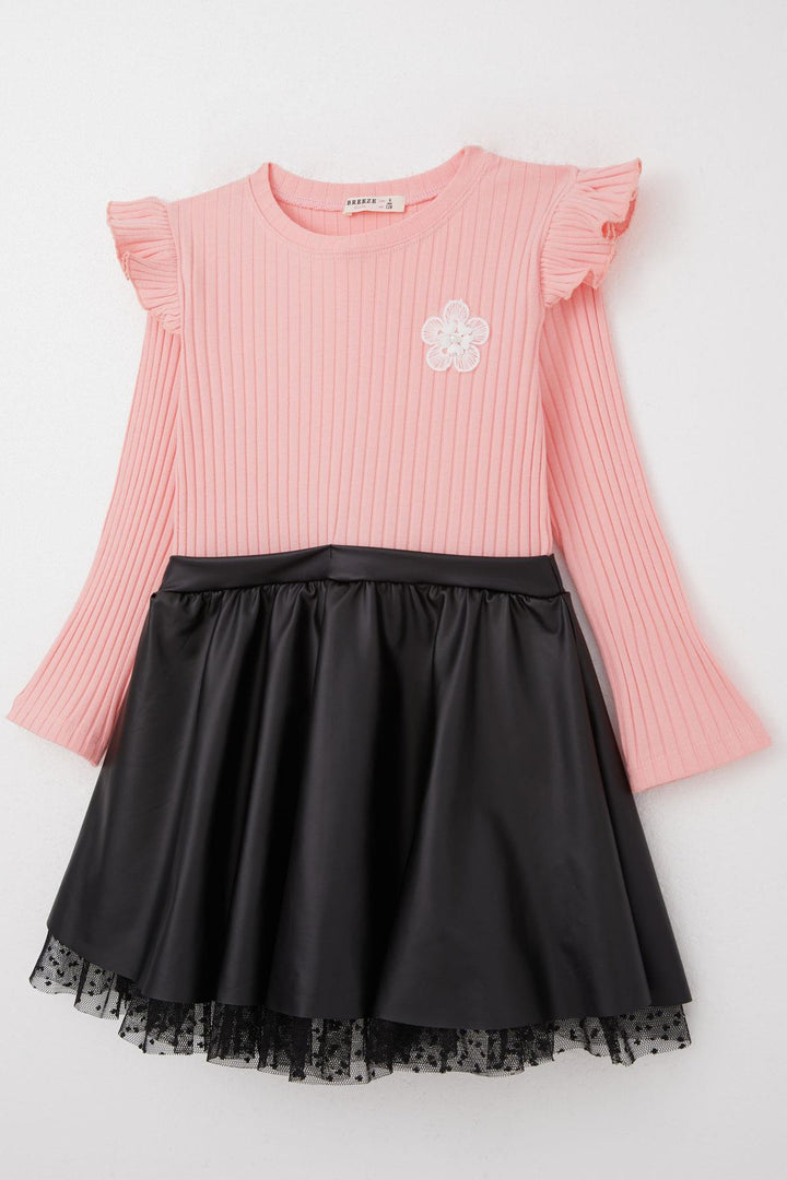 BRE Breeze Girl Child Long Sleeve Dress Skirt Part Leather Flower Accessorized 50 Years, Pink - South Hill