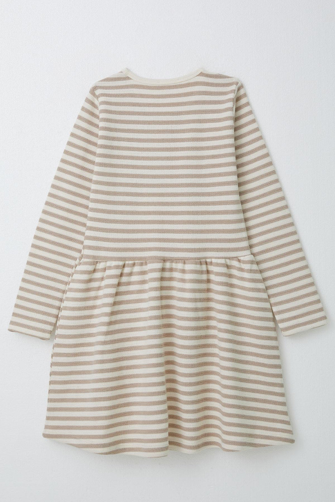 BRE Breeze Girl Child Long Sleeve Dress Striped with Bow, Beige, 4-8 Years - Town Country