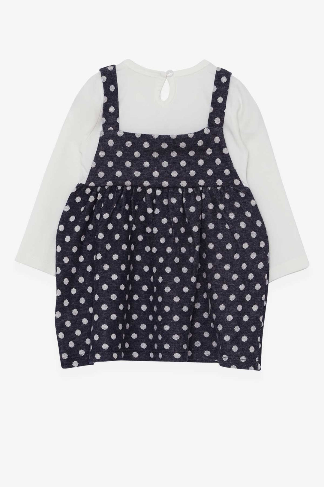 BRE Breeze Girl Child Long Sleeve Dress with Bow Polka Dot Pattern 1.5-5 Years, Dark Blue - Puerto Vallarta