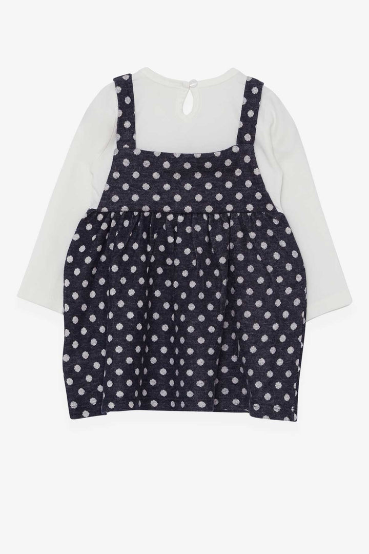 BRE Breeze Girl Child Long Sleeve Dress with Bow Polka Dot Pattern 1.5-5 Years, Dark Blue - Puerto Vallarta