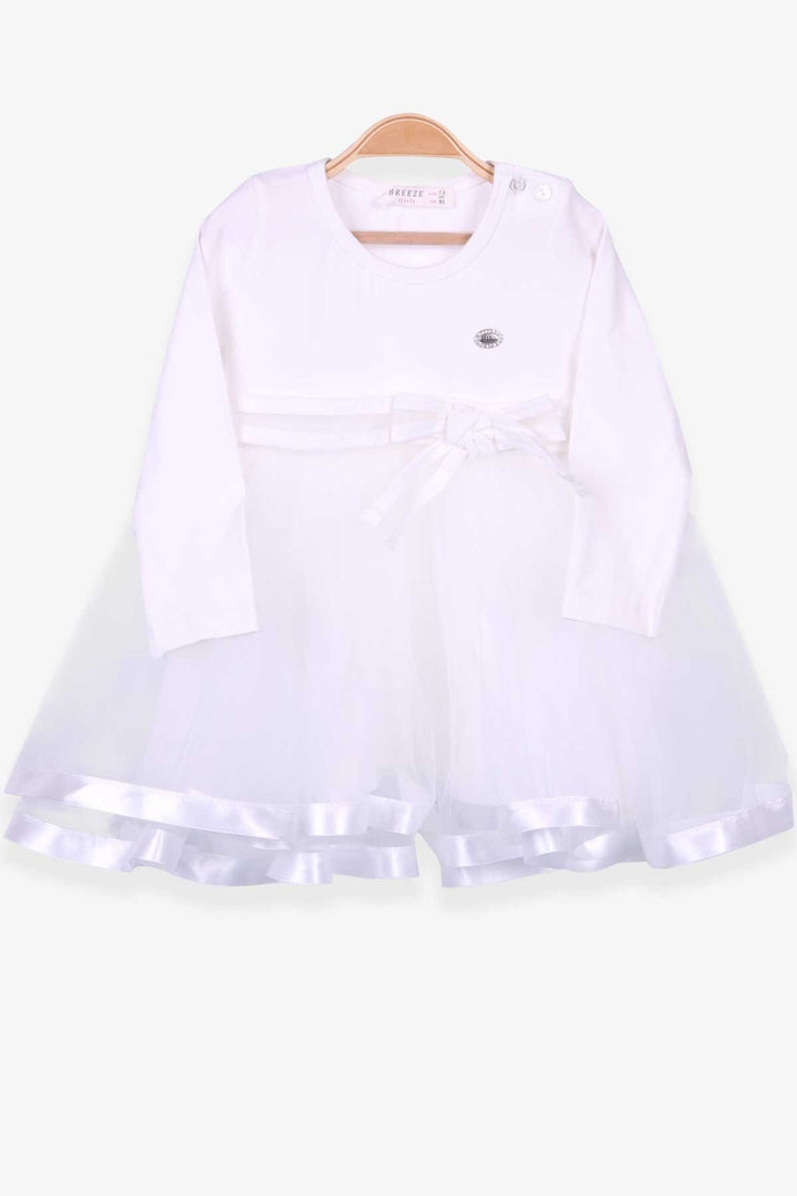 BRE Breeze Girl Child Long Sleeve Dress with Bow 1.5-5 Years, Ecru - Edinburgh