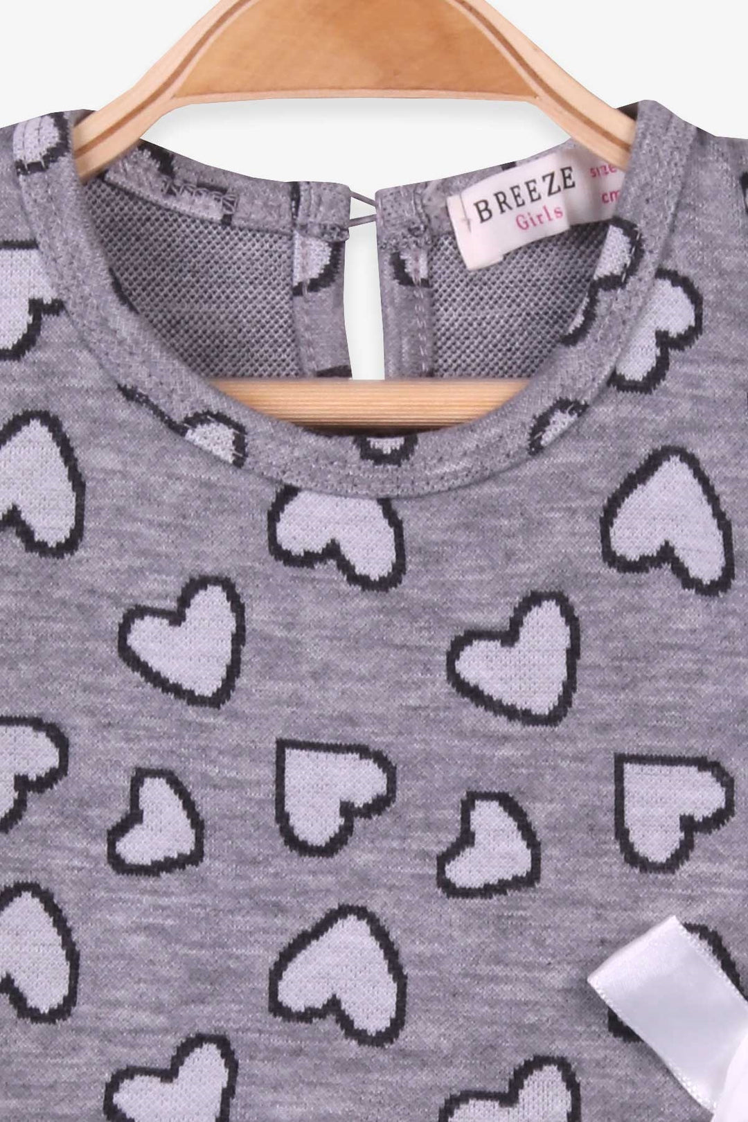 BRE Breeze Girl Child Long Sleeve Dress with Bow 1.5-5 Years, Dark Grey Melange - Bellevue