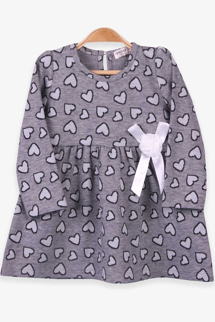 BRE Breeze Girl Child Long Sleeve Dress with Bow 1.5-5 Years, Dark Grey Melange - Bellevue