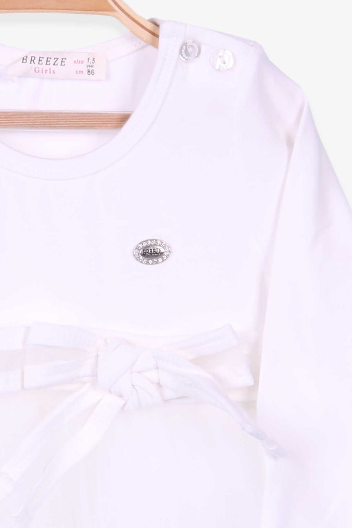 BRE Breeze Girl Child Long Sleeve Dress with Bow 1.5-5 Years, Ecru - Edinburgh