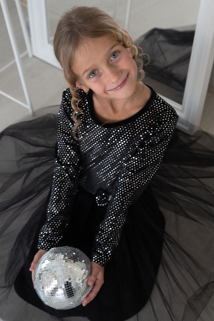 BRE Breeze Girl Child Long Sleeve Dress Velvet Sequined 50 Years, Black - Melun