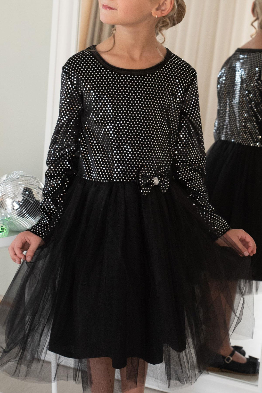 BRE Breeze Girl Child Long Sleeve Dress Velvet Sequined 50 Years, Black - Melun