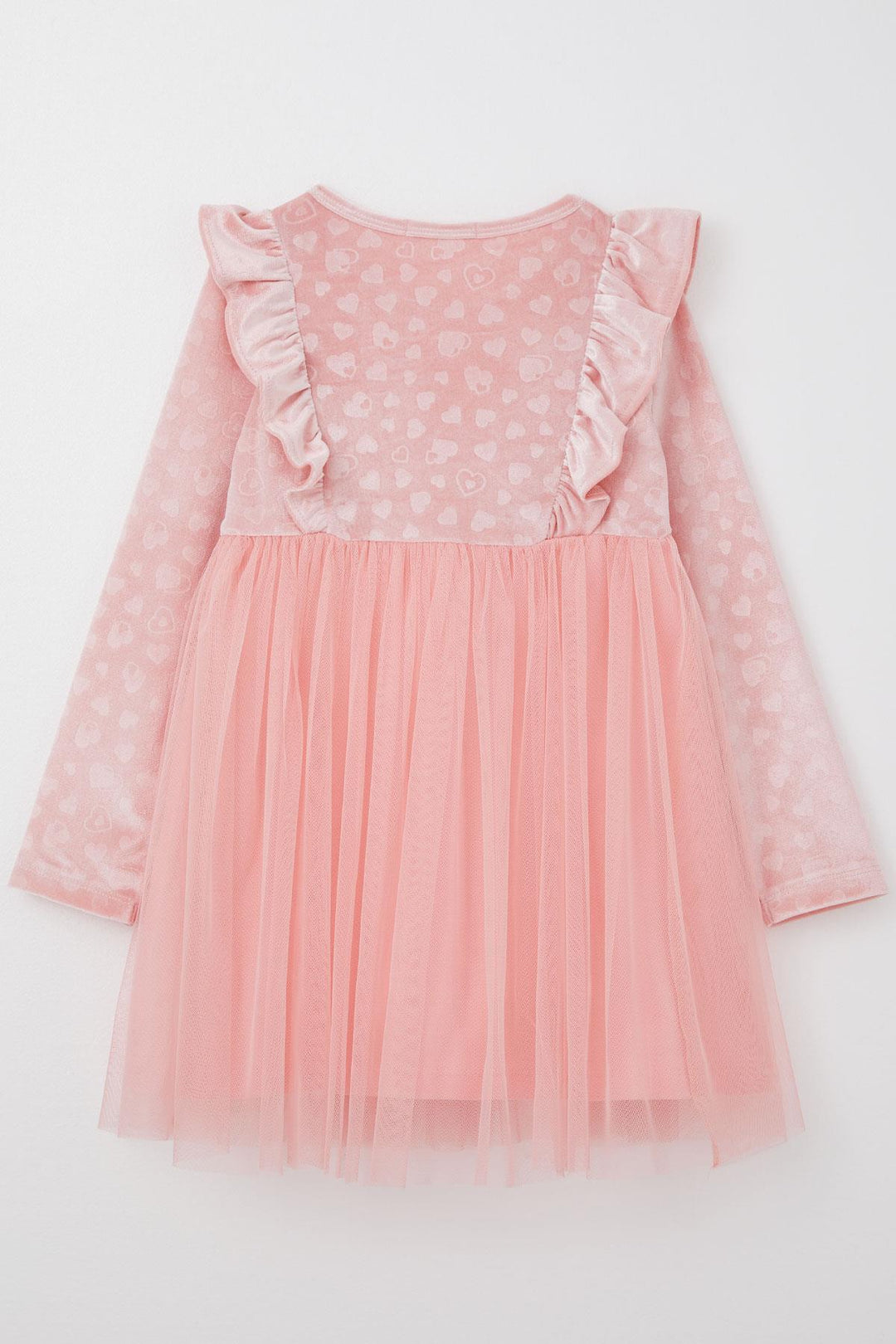 BRE Breeze Girl Child Long Sleeve Dress with Heart Pattern Bow Ruffled 4-8 Years, Pink - Corigliano Calabro