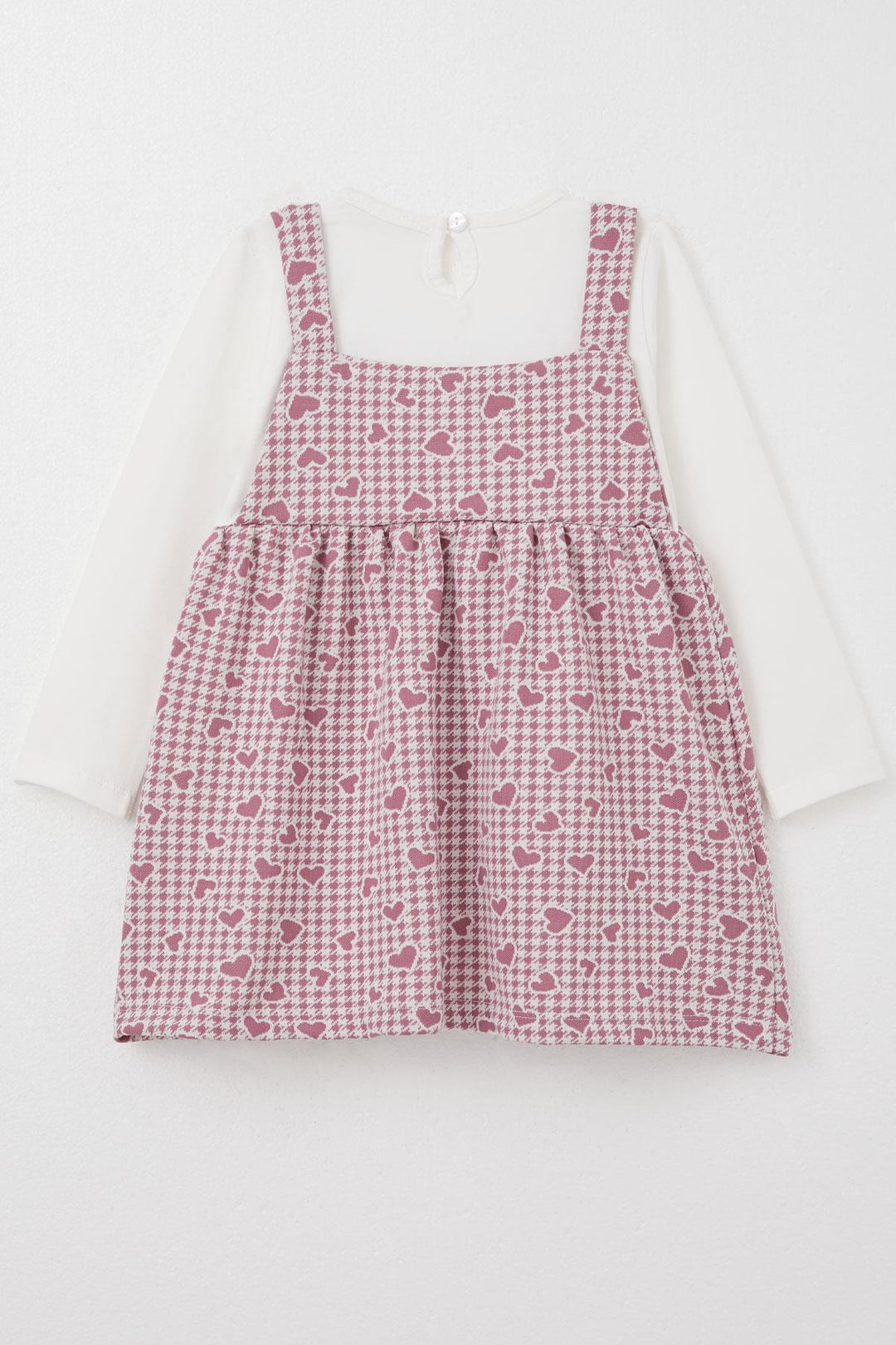 BRE Breeze Girl Child Long Sleeve Dress Heart & Herringbone Patterned 1.5-5 Years, Rose Pink - Bloomington