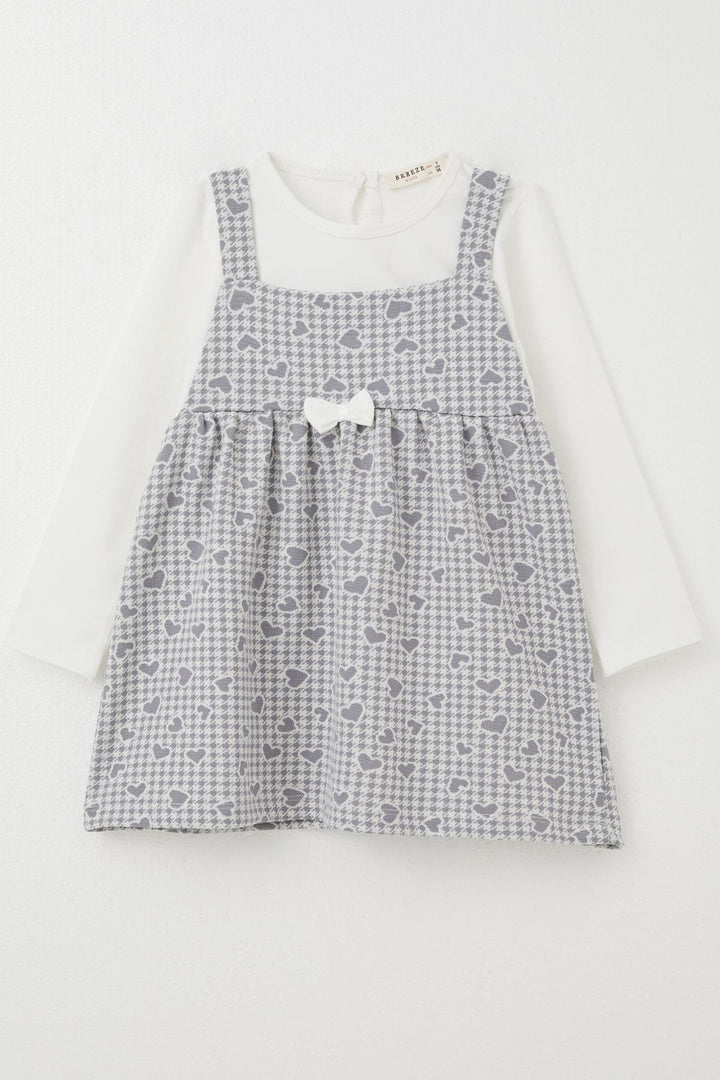 BRE Breeze Girl Child Long Sleeve Dress Heart & Herringbone Patterned 1.5-5 Years, Ice Blue - Saint-Martin-d’Hères