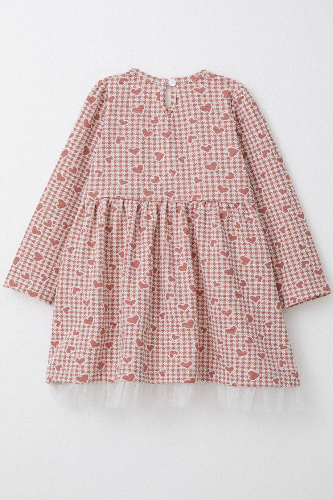 BRE Breeze Girl Child Long Sleeve Dress Heart & Herringbone Patterned 3-7 Years, Terracotta - Perinton