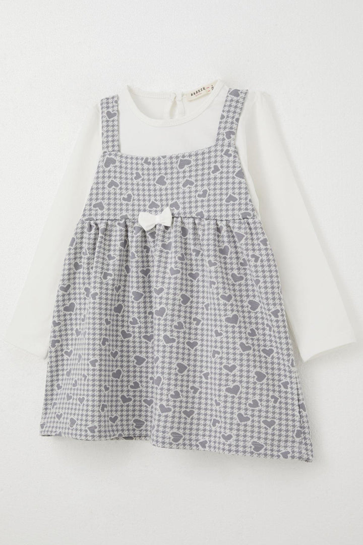 BRE Breeze Girl Child Long Sleeve Dress Heart & Herringbone Patterned 1.5-5 Years, Ice Blue - Saint-Martin-d’Hères