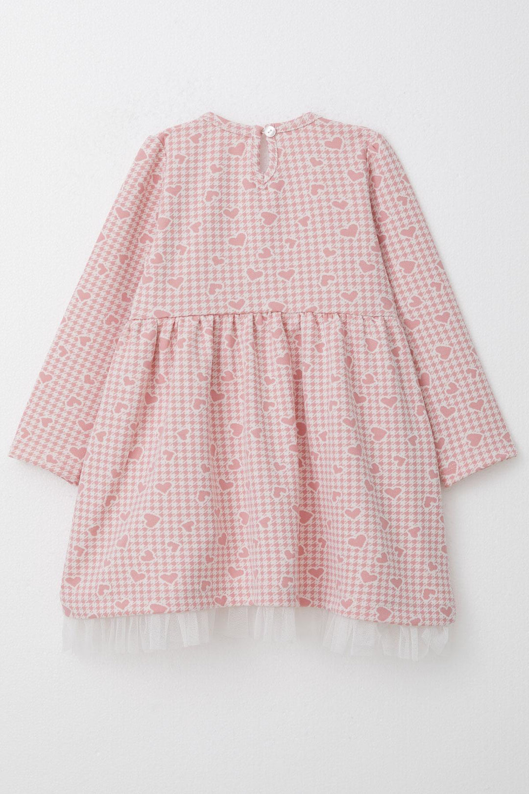 BRE Breeze Girl Child Long Sleeve Dress Heart & Houndstooth Patterned 3-7 Years, Pink - Rustavi
