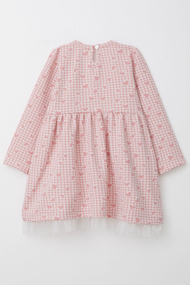 BRE Breeze Girl Child Long Sleeve Dress Heart & Houndstooth Patterned 3-7 Years, Pink - Rustavi