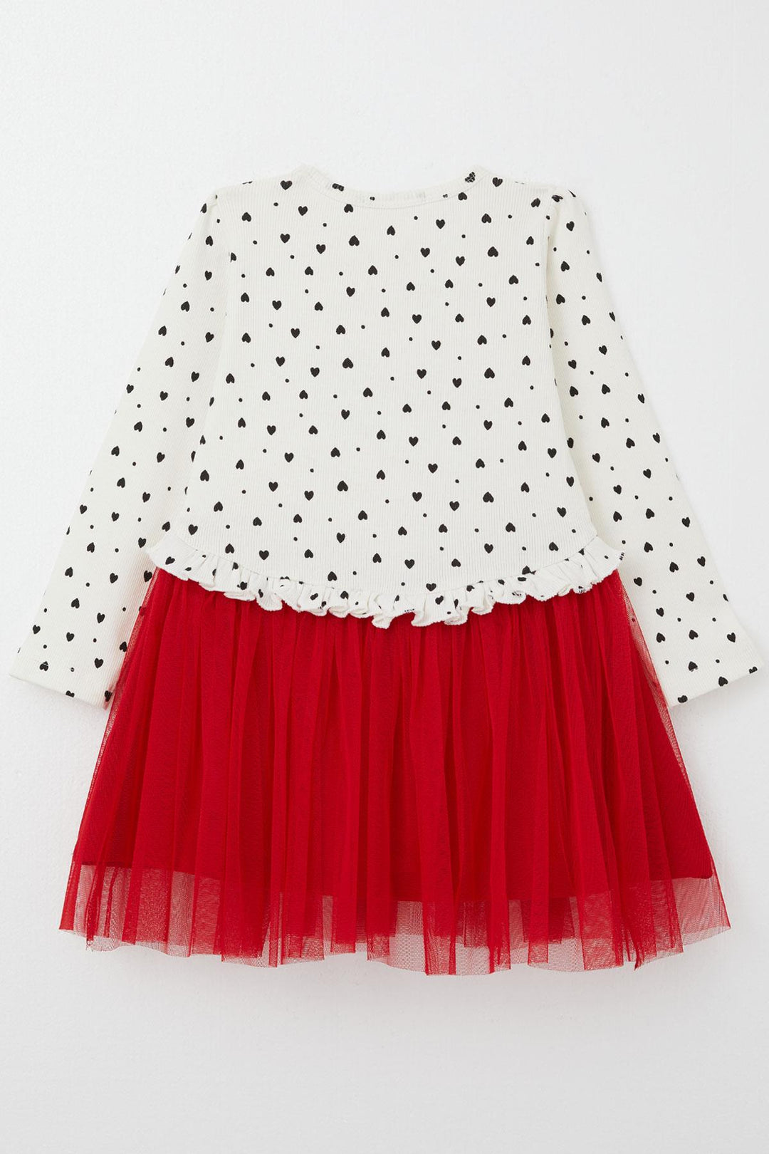 BRE Breeze Girl Child Long Sleeve Dress Heart Patterned Tulle 3-7 Years, Ecru - Neuilly-sur-Seine