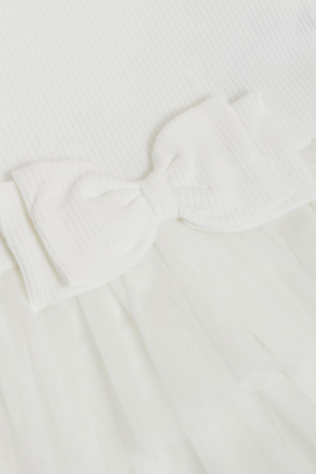 BRE Breeze Girl Child Long Sleeve Dress Layered Tulle with Bow 1.5-5 Years, White - Massa