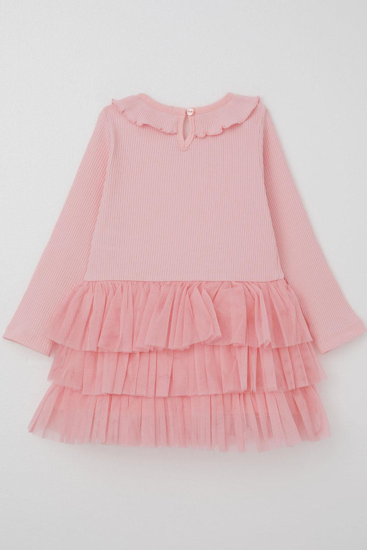 BRE Breeze Girl Child Long Sleeve Dress Layered Tulle with Bow 1.5-5 Years, Pink - San Juan de los Lagos