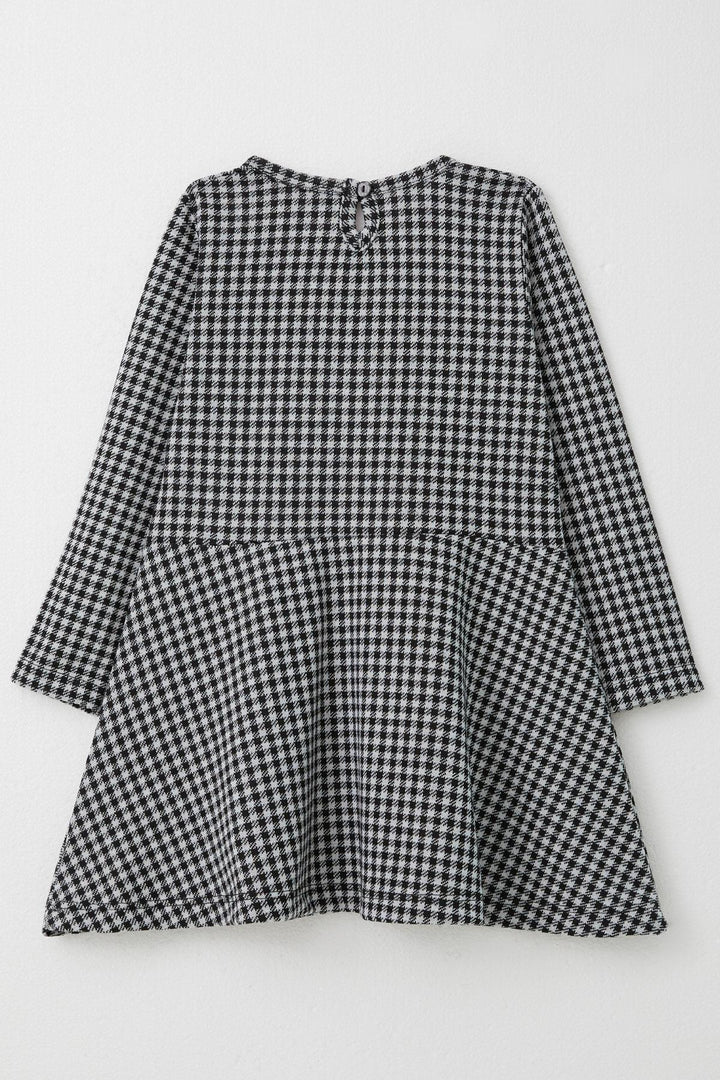 BRE Breeze Girl Child Long Sleeve Dress with Goose Foot Pattern Bow 3-8 Years, Black - Acayucan