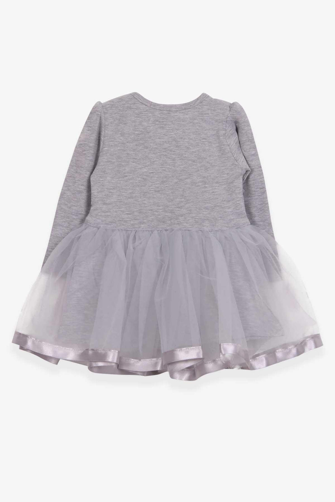 BRE Breeze Girl Child Long Sleeve Dress with Cat Embroidery Sequined 1.5-5 Years, Grey Melange - Bilbao