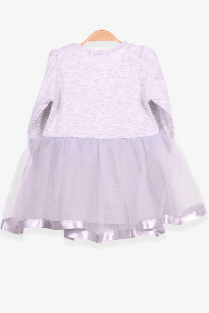 BRE Breeze Girl Child Long Sleeve Dress with Cat Embroidery Sequins 1.5-5 Years, Light Grey Melange - Huntington Station