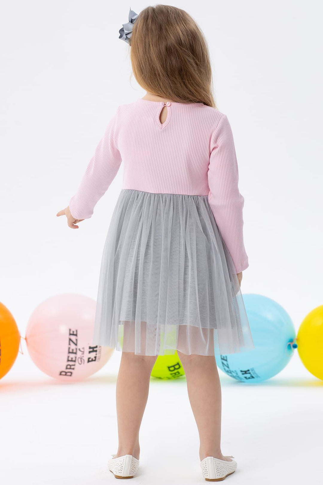 BRE Breeze Girl Child Long Sleeve Dress with Cat Embroidery, 1.5-5 Years, Pink - Langford Station