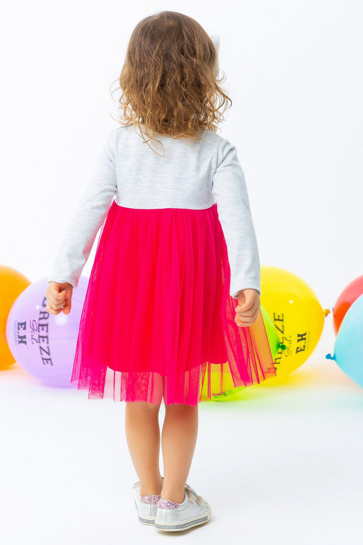 BRE Breeze Girl Child Long Sleeve Dress with Cat Embroidery 1.5-5 Years, Grey Melange - Culver City