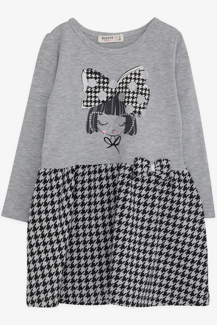 BRE Breeze Girl Child Long Sleeve Dress Girl Printed 3-8 Years, Grey Melange - Hampstead