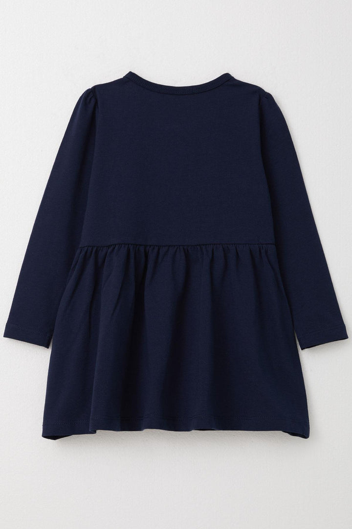 BRE Breeze Girl Child Long Sleeve Dress Girl & Flower Printed 3-7 Years, Navy Blue - Lawrence