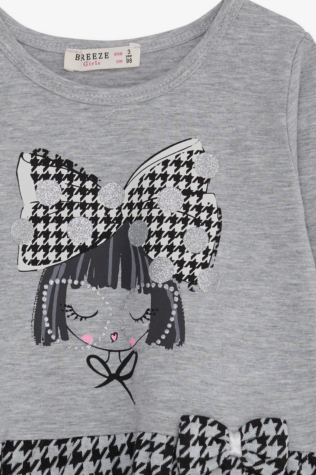 BRE Breeze Girl Child Long Sleeve Dress Girl Printed 3-8 Years, Grey Melange - Hampstead