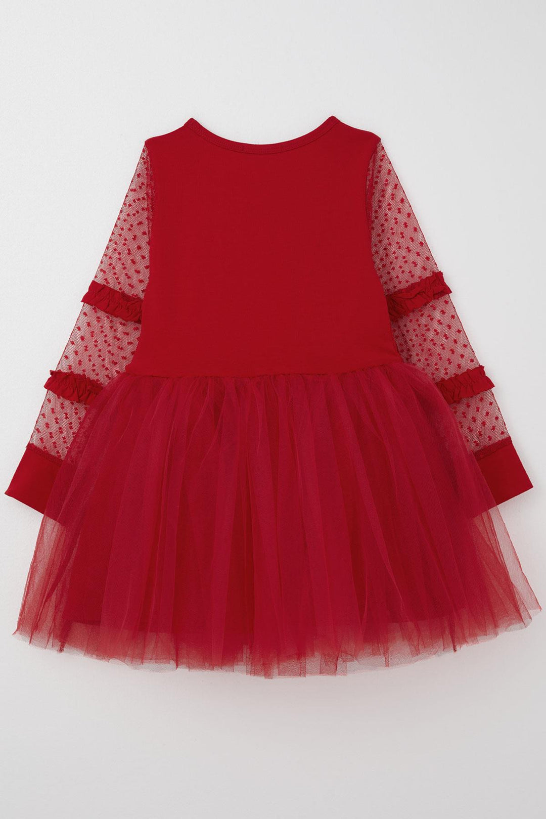 BRE Breeze Girl Child Long Sleeve Dress with Tulle Bow Accessory Tulle 50 Years, Red - Cornwall