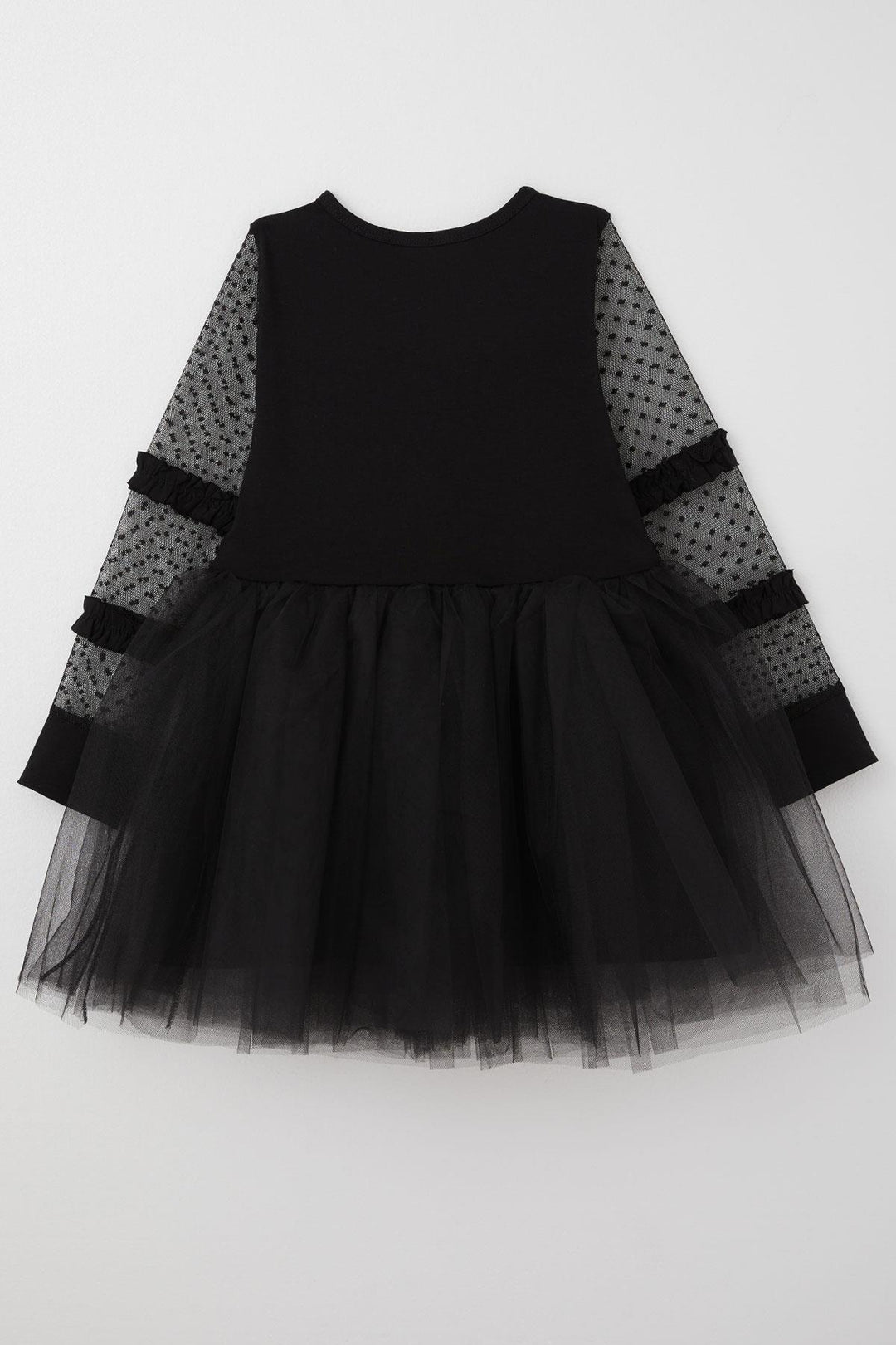 BRE Breeze Girl Child Long Sleeve Dress with Tulle Bow Accessories Tulle 50 Years, Black - Long Eaton