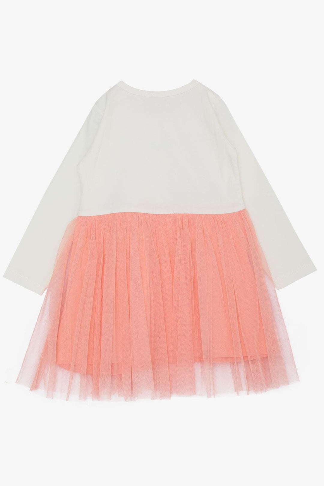 BRE Breeze Girl Child Long Sleeve Dress Little Girls Love Themed Happy Bear Printed Tulle 1-4 Years, Ecru - Noisy-le-Grand