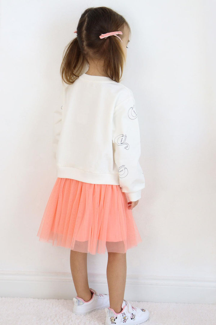 BRE Breeze Girl Child Long Sleeve Dress with Swan Pattern Glitter Crown Print 1.5-5 Years, Ecru - Duisburg