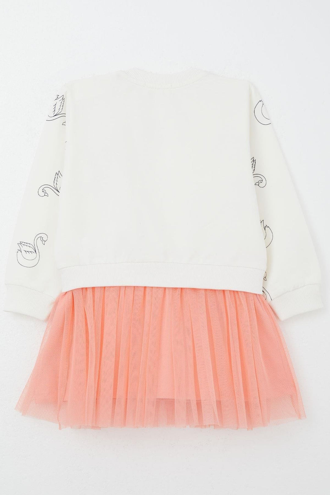 BRE Breeze Girl Child Long Sleeve Dress with Swan Pattern Glitter Crown Print 1.5-5 Years, Ecru - Duisburg