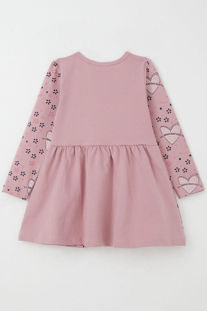 BRE Breeze Girl Child Long Sleeve Dress Fashion Themed Flower Patterned 3-7 Years, Rose Pink - Porto