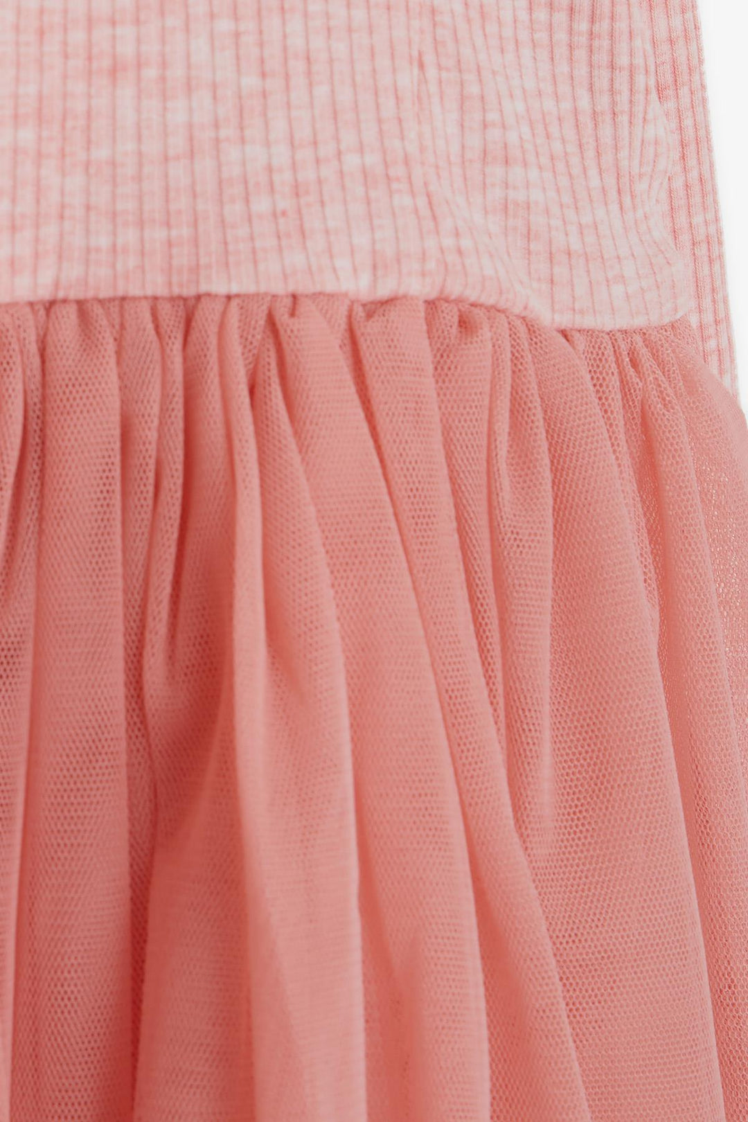 BRE Breeze Girl Child Long Sleeve Dress with Frilled Shoulders 3-8 Years, Salmon Melange - Alcobaça